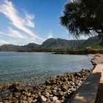 Beautiful coastal view from the promenade in Colonia de Sant Pere, Majorca, Spain.
